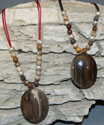 Petrified Wood Oval Pendant Necklace